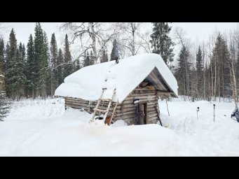 НОЧЕВКА В ТАЕЖНОЙ ИЗБЕ. ГОТОВИМ МЯСО НА ПЕЧИ. В ПЛАНАХ БЫЛА РЫБАЛКА.