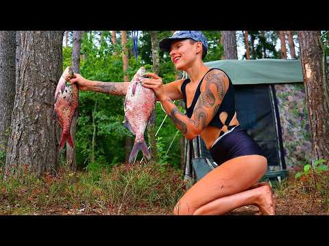 В ЛЕСУ, как дома. ЛЕЩИ клюют НА ФИДЕР на водохранилище. СЪЕЛА УЛОВ! #456