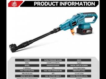 Обзор портаивных моек на аккумуляторах. ONEVAN 200Bar Brushless High Pressure Washer Gun 3500W 6in1